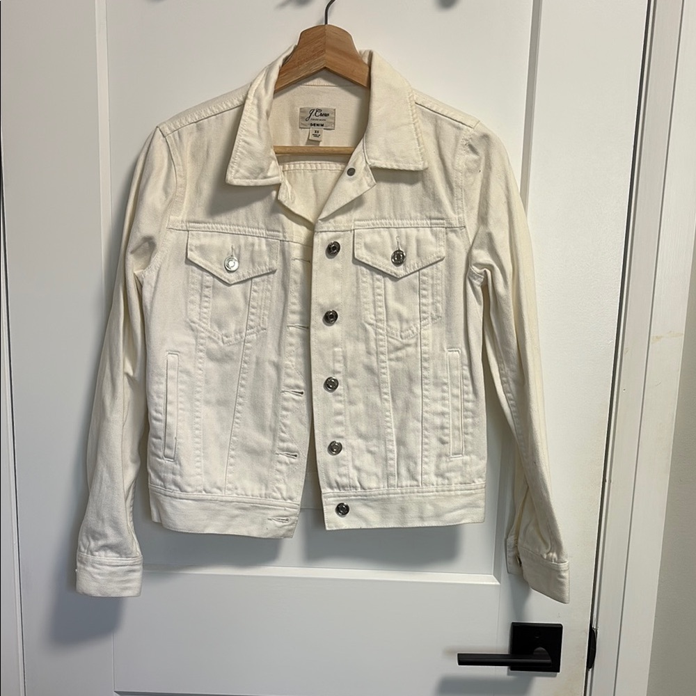 J. Crew Cream Jean Jacket Classic Trucker Style